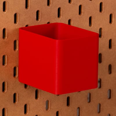 Standaard bakje voor Ikea Skadis pegboard 8x10x8 cm - Rood - Met tussenschotjes - Opberger