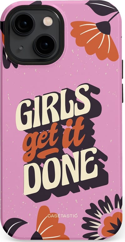 Casetastic hoesje geschikt voor Apple iPhone 13 mini - MagSafe - Dubbellaagse bescherming - Girls get it done - Fashion Case - Lila Donkergrijs Terracotta