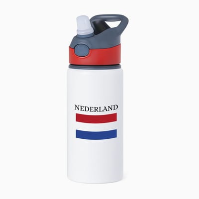 Hacebo® - Nederland waterfles met rietje rood - Amsterdam - toeristen Nederlanders - Rood wit blauw - Holland - cadeau - kado - water fles - 650ML