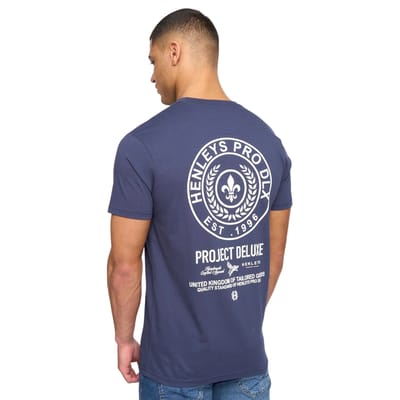 Henleys Heren Henstamp Katoenen T-shirt (Marineblauw)