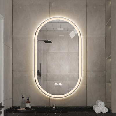 HAUSS SPOLE Badkamerspiegel – Led Verlichting En Anti Condens – 60 x 90 cm – Glas En Metaal – Zilver – Wandmontage