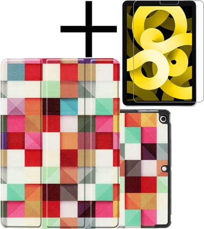 Hoes - Geschikt voor Apple iPad Air 5 (2022) - 10.9 inch - 5e Generatie - M1 - Met Screenprotector - Trifold Bookcase - Hard Cover - Hardcover Book Case - Tablet Hoesje - Bloesem