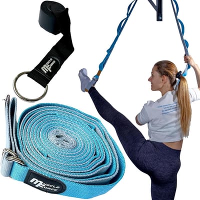 Yoga riem met lussen en deuvaankleping voor stretchen en benenstrekkers - yoga hulpmiddel voor ballet en martial arts