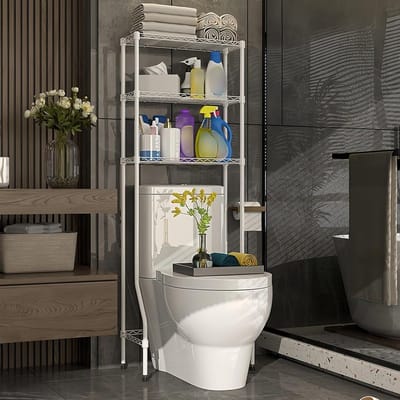 Toilet Opbergplank - Badkamer Rek - Ruimte Besparen - Verstelbare Hoogte - 150 cm Hoog - Wit