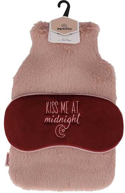 Apollo - Warmwaterkruik met slaapmasker- Kruik met hoes - Kruikenzak - Kruik Baby - Teddy - Roze