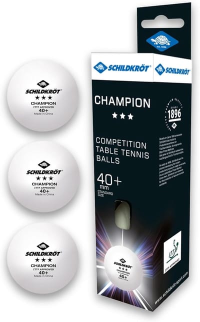 Donic-Schildkröt Tafeltennisbal 3-sterren Champion ITTF, wedstrijdbal in poly 40+ kwaliteit, 3 stuks in doos, wit, 608540