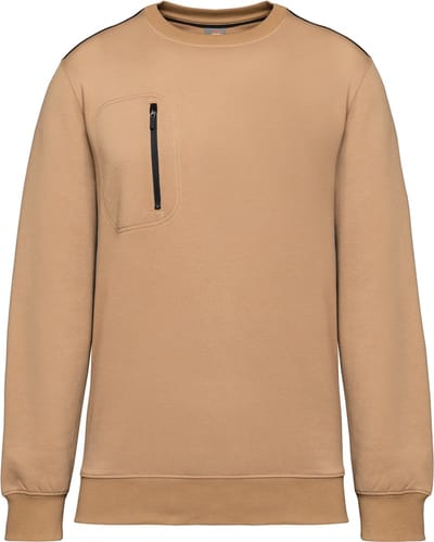 WK. Designed To Work Day To Day unisex sweater met zip contrasterende zak WK403 - Camel / Black - 4XL