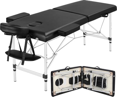Inklapbare massagetafel met verstelbare hoogte en accessoires
