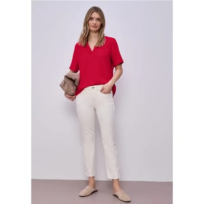 Blouse met korte mouwen en omslag