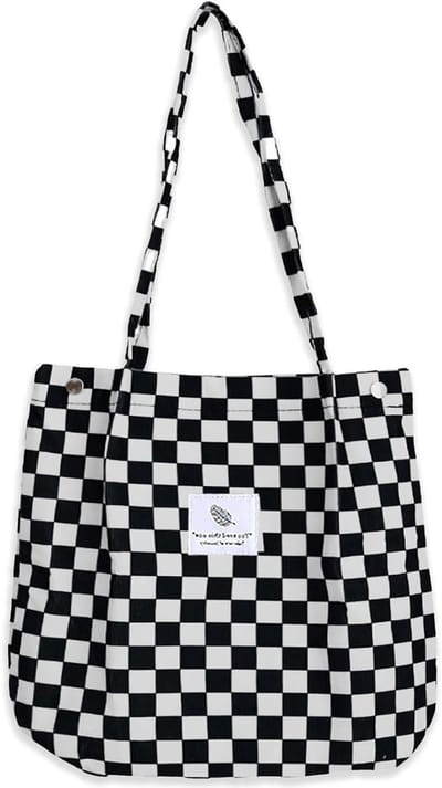 Dames Schoudertas van Corduroy, Ruime Strandtas, Crossbody Tas voor Werk en School, 34 x 30 x 11 cm