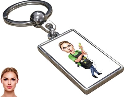 Moeder Karikatuur - Karikatuur Sleutelhanger met Jouw Foto - Sleutelhanger - Cadeau - Verjaardag - Kerst - Kado - Valentijn - Moederdag - Moederdag cadeautje - Moederdag cadeau voor mama - Gepersonaliseerd Cadeau