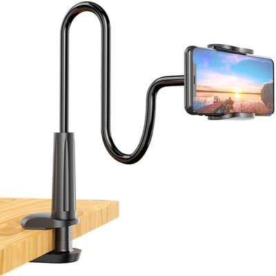 TOVBMUP Tablet Houder Bed met Flexibele Arm - Tablethouder - Telefoonhouder - Bureaubladklem - Verstelbare klem - geschikt voor iPad - Zwart - 138 cm