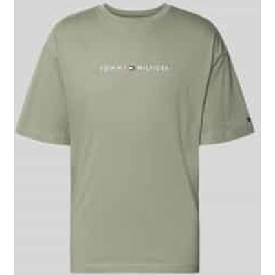 regular fit T-shirt met labelopschrift van puur katoen