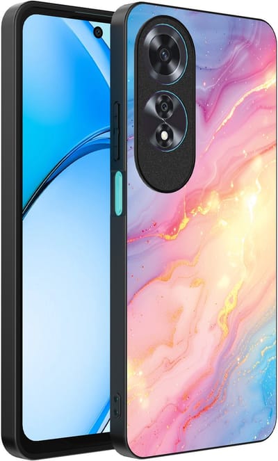 Smartphonica Telefoonhoesje Geschikt voor Oppo A60 met Regenboog Glitter Marmer Opdruk - TPU Backcover Case Rainbow Glitter Marble Design geschikt voor Oppo A60