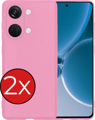 Hoesje - 2 Stuks - Geschikt voor OnePlus Nord 3 - Sterk & Shockproof - Telefoonhoes - Back Cover - Case Siliconen - Telefoon Hoes - Lichtroze