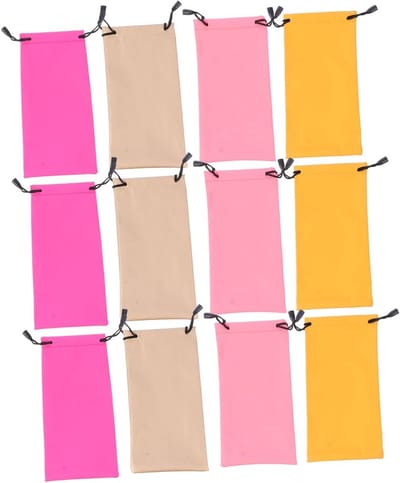 Brillenzakjes - Opbergzakjes - Bril Beschermen - Met Trekkoord - 12 Stuks - Multicolor