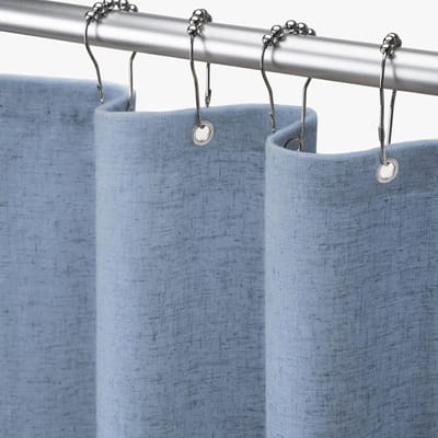 Douchegordijn Linnen- Luxe Badkamer Gordijn in Scandinavische Stijl - Waterafstotend Douchegordijn 183x198 cm - Dikke Kwaliteit voor Badkamer en Douche-Donkerblauw