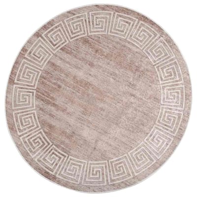 vidaXL Vloerkleed wasbaar 120 cm beige