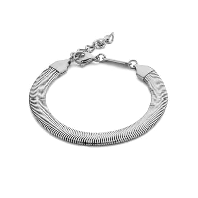 MIASOPHIA 4-MS22016 Stalen Armband Slang - 8mm Breed - 16,5+3cm Lengte - Staal - Zilverkleurig