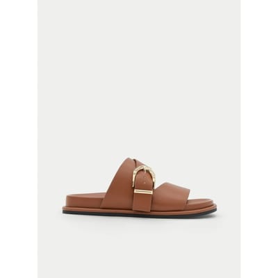 Montevita platte sandalen Politre Camel
