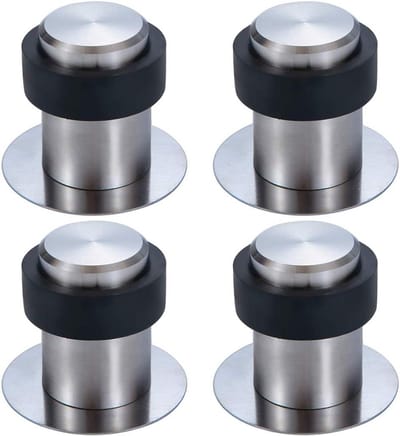4 Stuks Vloer Deurstopper RVS met Rubberen Bumper Geen Beschadiging Installatie