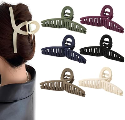 Dailygoods- Haarclips Grote Set - 6 Stuks - Klauwclips - Sterke Hold - Voor Dames/Meisjes - Modieuze Kleuren - 11 x 5,5 cm - Haarklem
