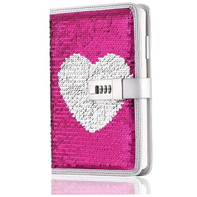 Gevoerd A5 Navulbaar Dagboek met Combinatieslot en Pailletten - Perfect voor Vrouwen en Meisjes