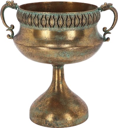 Esschert Design Aged Metal Franse Vaas 34 cm – Metalen Decoratieve Vaas – Vintage / Industrieel – Bloemenvaas