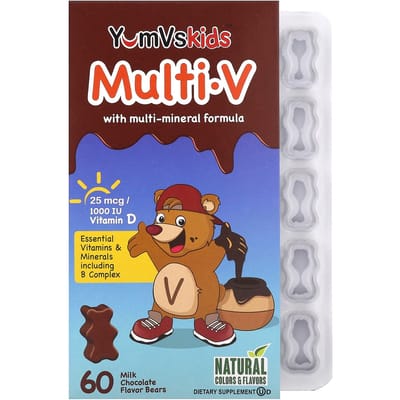 Kinderen, Multi V met Multi-Mineraal Formule, Melkchocolade, 60 Beren