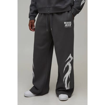 Wijde Pijpen Tokyo Moto Print Jogger | Charcoal | Size Medium