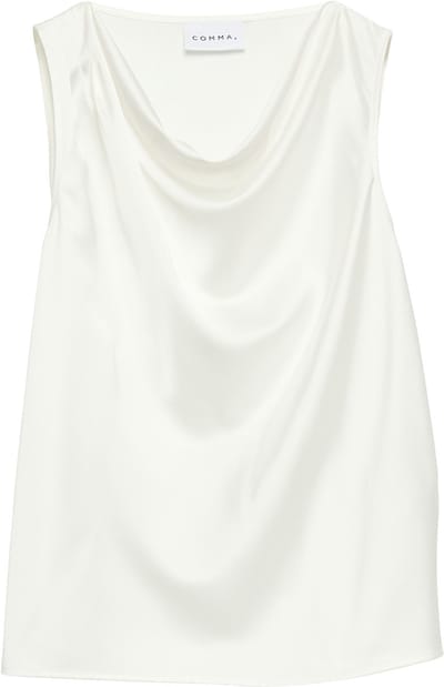 Satin Top met Bénitierhals en Plooien Dames COMMA