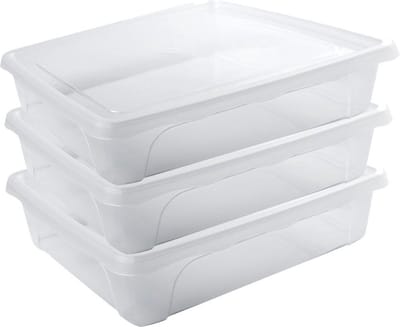 Vershoudbakje - 3x - laag - transparant - 2 liter - 24 x 20 x 6 cm - vershouddoosje - Vienna - Vershouddoos bakje