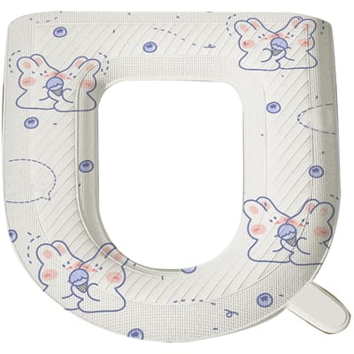 Toiletbrilhoes Cartoon Print Design O-vormig EVA Gevoerd Toiletbril Kussenhoes Pads Badkamer white