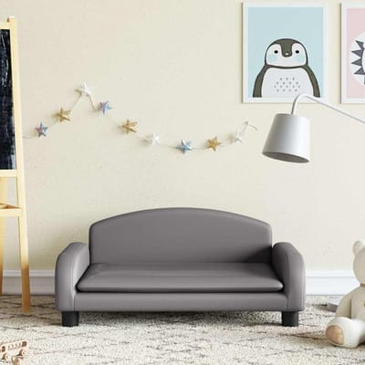 vidaXL - Kinderbank - 70x45x30 - cm - kunstleer - grijs