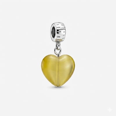 Quiges - Glazen - Hanger - Bedels - Licht - Gele - Hartje - Bead Past op alle bekende merken - armband