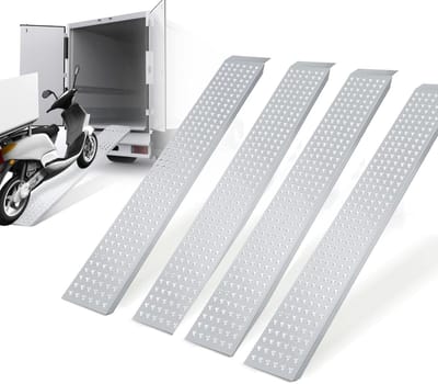 Set van 4 Gegalvaniseerde Stalen Oprijplaten 160 cm - Antislip Laadrampen voor Motorfiets en Aanhanger