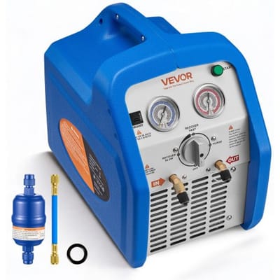 VEVOR draagbare koelmiddelterugwinningsunit, koelmiddelafzuigunit, dubbele cilinder 1 pk voor vloeibare en gasvormige koelmiddelen, 1450 tpm voor HVAC-, auto- en huishoudelijke airconditioningsystemen