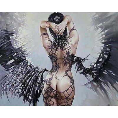 DIY diamant mozaïek sexy gevallen engel handwerk volledige vierkante diamanten schilderij kruissteek kunst aan de muur 20X30CM gray