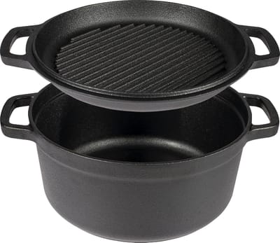 Gietijzeren grillplaat en pan 3,5 l - pan - grillplaat - gietijzer