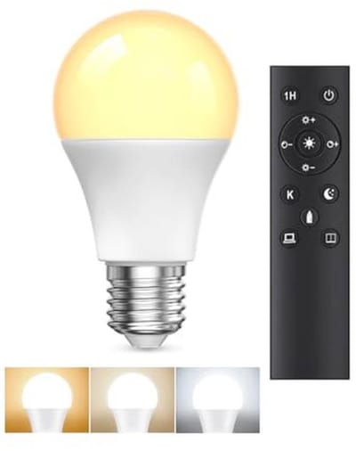 Dimbare LED-gloeilamp E27 met afstandsbediening en timerfunctie - 9W, 3000K-6000K