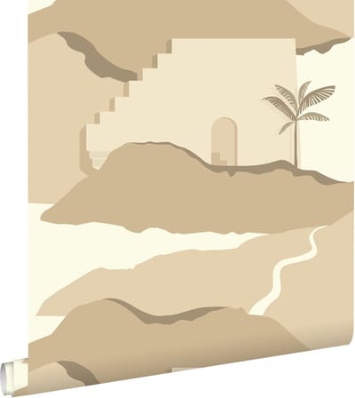 ESTAhome behang mediterrane huisjes beige - 50 x 900 cm - 139624
