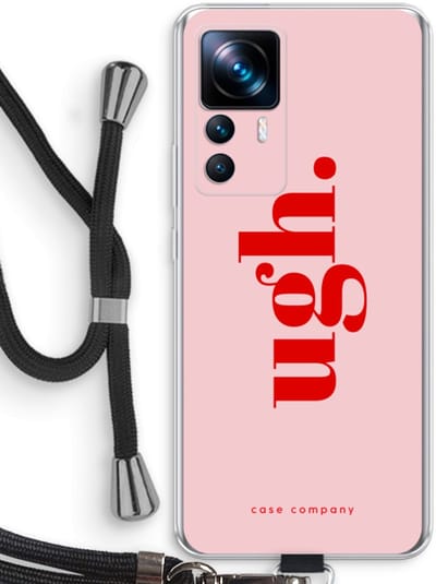 Case Company® - Hoesje met koord geschikt voor Xiaomi 12T hoesje met Koord - Ugh - Telefoonhoesje met Zwart Koord - Bescherming aan alle Kanten en Over de Schermrand