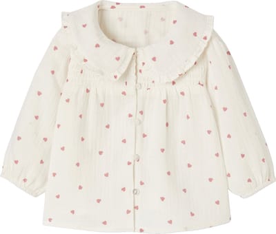 Vertbaudet Blouse hartjes van katoengaas babymeisje