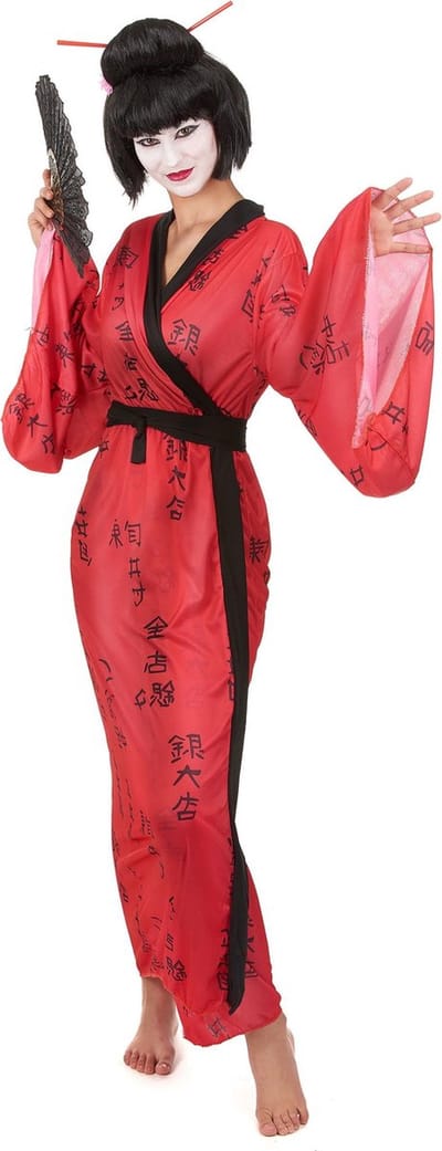Vegaoo - Geisha kostuum met Japanse tekens voor vrouwen