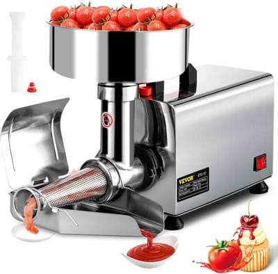 CYRO - Vruchtenpers Electrisch - Tomatenzeef - Tomatenpers - Sausmaker - 304 Stainless Steel - RVS - 2,7L Capaciteit - Zilver