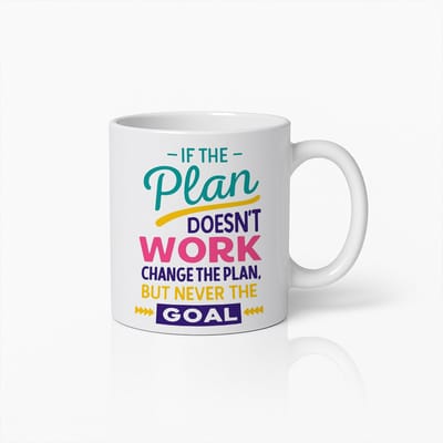 Motiverende Mok 330ml – Als het Plan Niet Werkt Verander het Plan Maar Nooit het Doel – Inspirerende Koffiebeker Cadeau