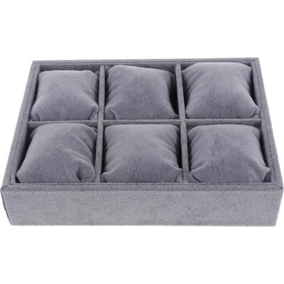 Fluweel Stapelbare Sieraden Display Trays Showcase Armband Organizer Opslag as described grijze kleur