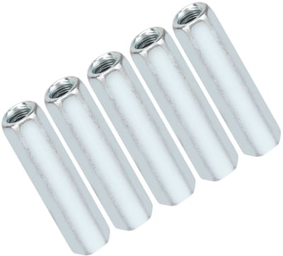 Dailygoods- Koppelingmoer 5 Stuks - M6 X 40mm - Galvaniseerd - Hoogwaardige Koolstofstaal - Corrosiebestendig - Duurzaam en Glad Oppervlak - Moer