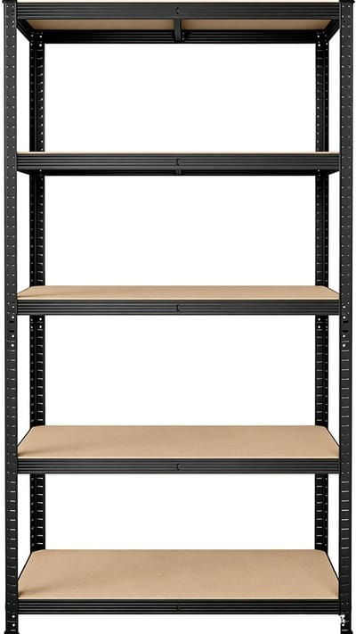 Staand Opbergrek 50x100x200 Cm Zwart Met 5 Planken Metalen Frame 120 Kg Draagvermogen Stevig Duurzaam Garage Kelder Keuken Voorraadkast