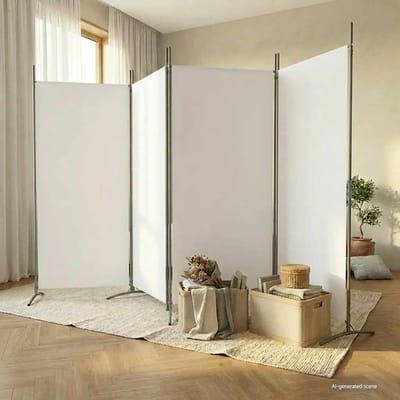 vidaXL - Kamerscherm - met - 4 - panelen - 346x180 - cm - stof - wit